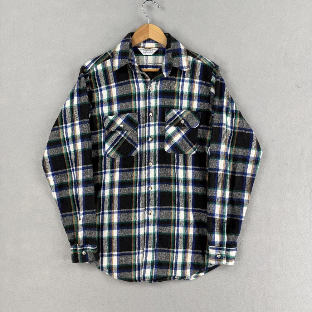 Vintage Five Brother Shirt Mens MT Tall Plaid Flannel Long Sleeve Button Up USA
